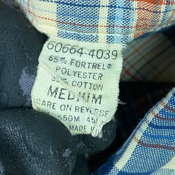 Vintage 80s Levi's Shirt Men's Medium Plaid Check Button Up Down Front Made USA - Picture 7 of 14